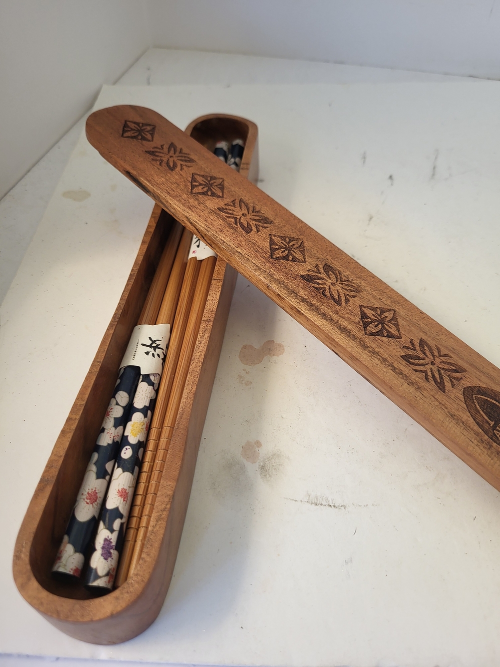 Aulani Resort Disney Acacia Wood Chopstick Box